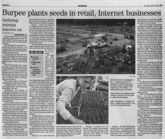 Burpee plants seeds in retail, Internet businesses - 