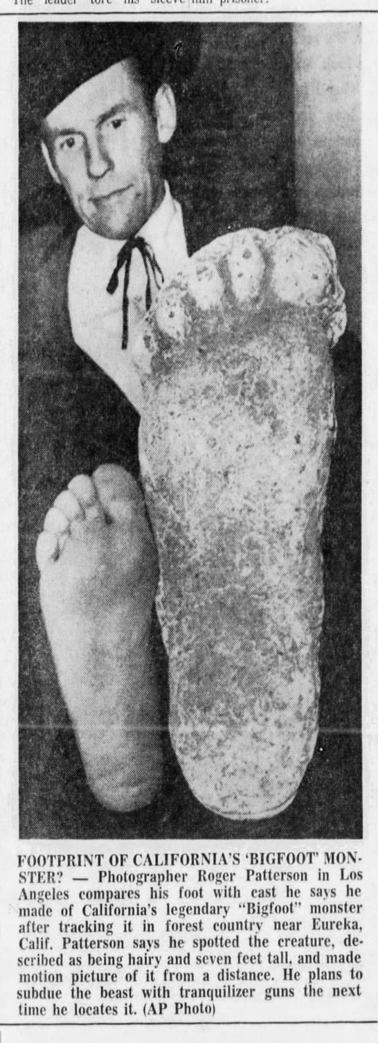 Bigfoot footprint, 1967 - 