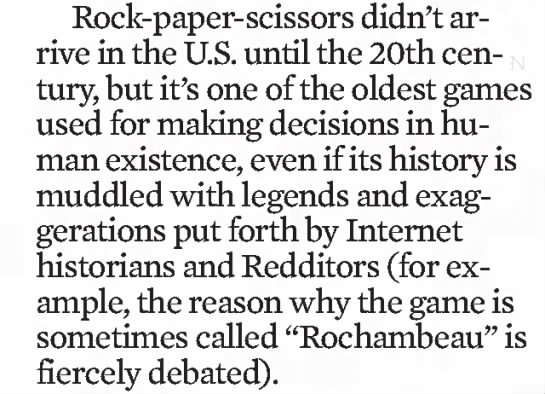Rock-paper-scissors fairly recent in U.S. history - 
