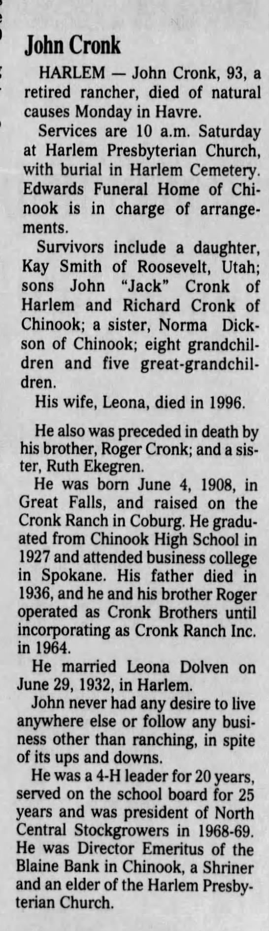 Clipping from Great Falls Tribune