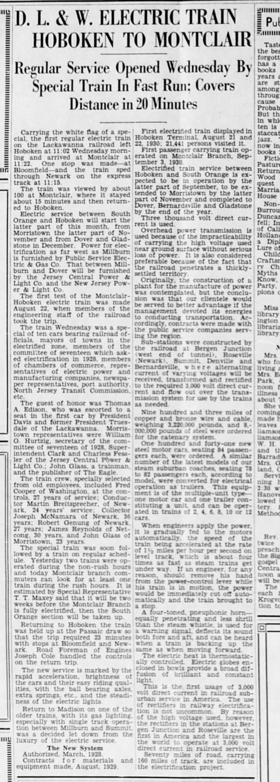 Montclair electric, September 5, 1930 - 