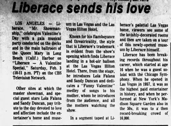 Liberace sends his love - 