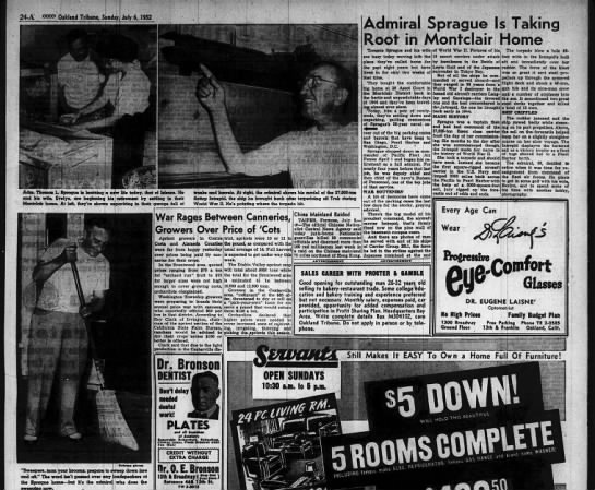 Admiral Sprague Is Taking Root in Montclair Home - June 06 1952 - 