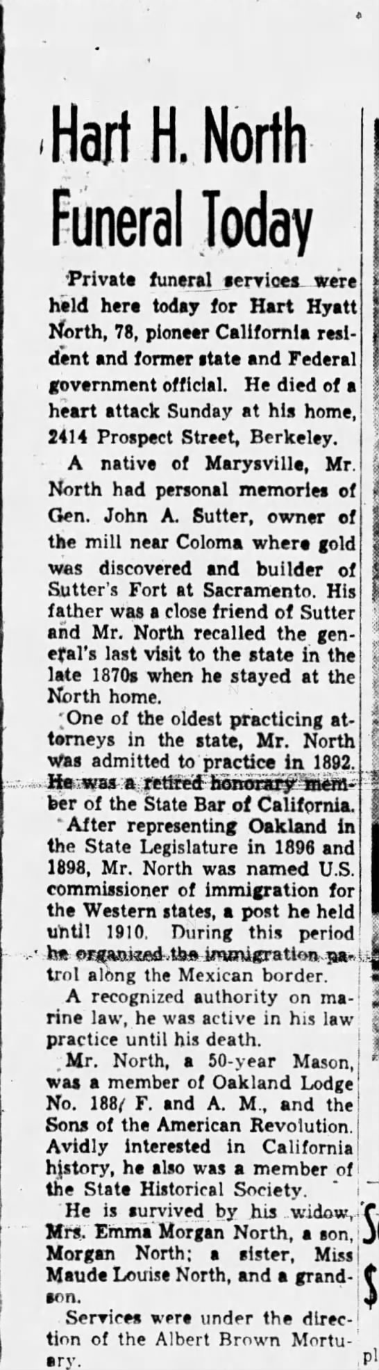 1950_4_18_Oakland_Tribune_pg.11_Funeral of Hart H. North - 