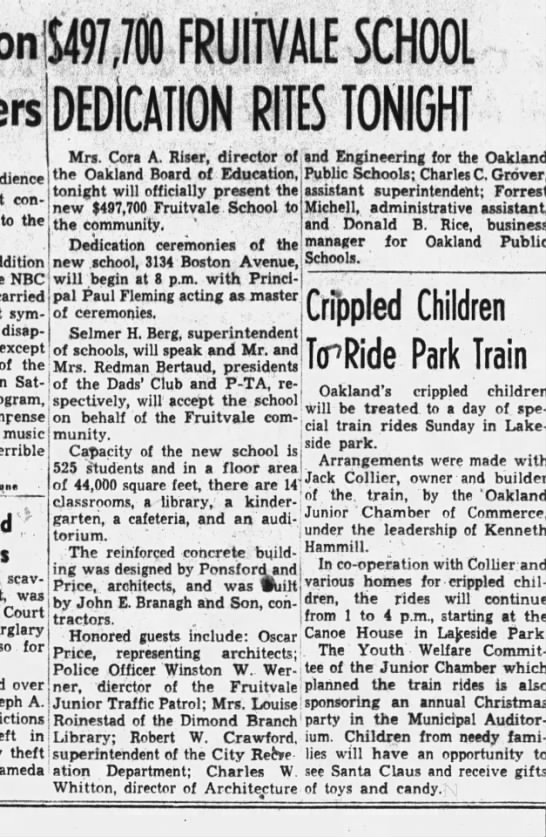 New $497,700 Fruitvale School - Dec 01, 1950 - 