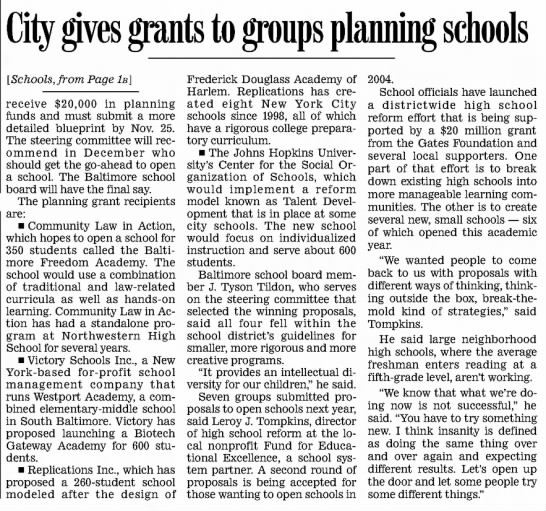 City gives grants to groups planning schools - 