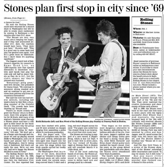Stones plan first stop in city since '69 - 
