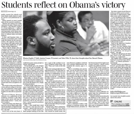 Students reflect on Obama's victory - 