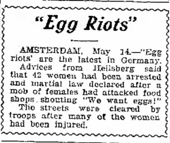 Mobs of women want eggs. - 