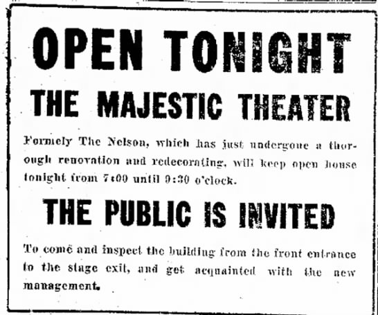 Open tonight - Majestic Theater - 