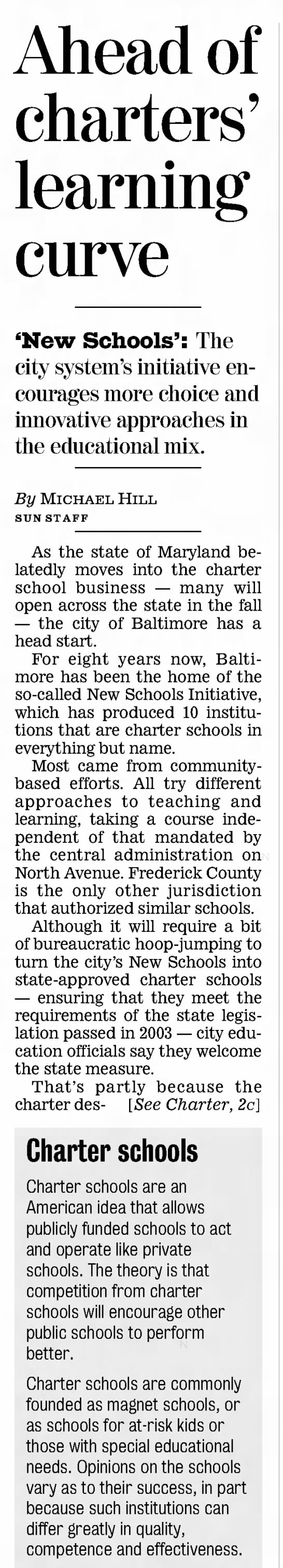 Ahead of charters' learning curve - 