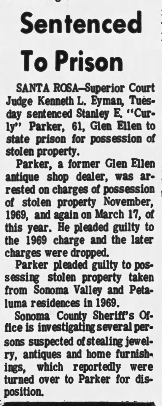 Curly Parker sentenced (22 April 1970) - 