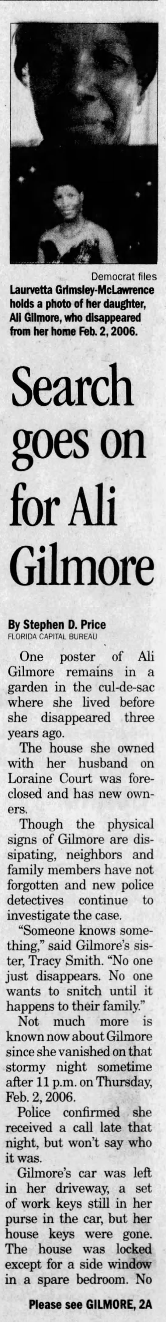 "Search goes on for Ali Gilmore," pt. 1 - 