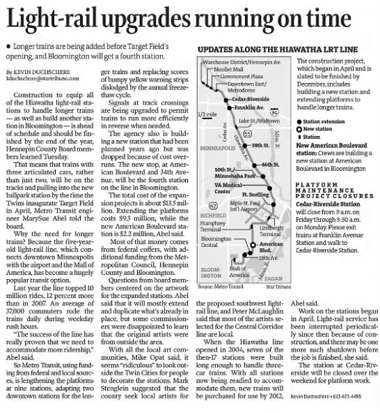 Light-rail upgrades running on time - 