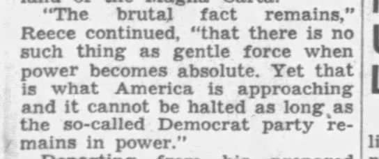 Reece: so-called Democrat party, 1946 - 