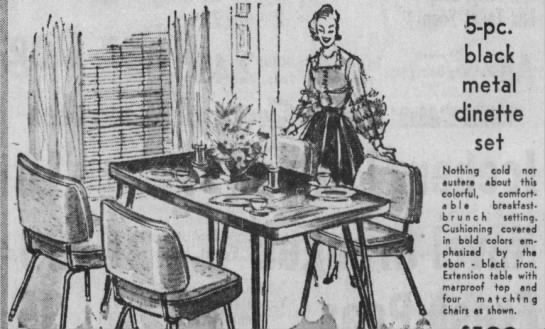 1955 ad for breakfast-brunch dinette set - 