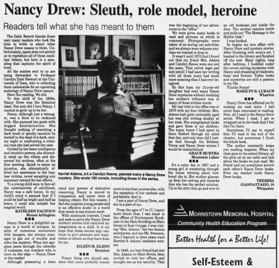 Nancy Drew an inspiration still in 1994 - 