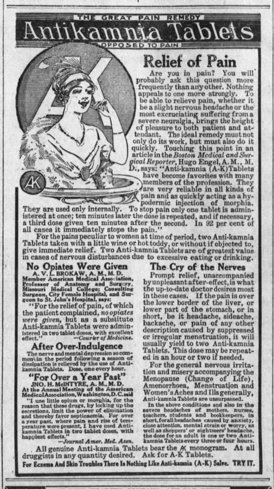 Antikamnia Tablets ad (1914) - 