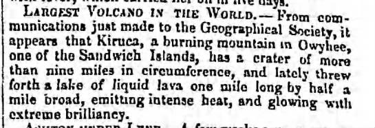 Kilauea 1840 eruption is described as "glowing with extreme brilliancy" - 