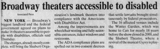 Broadway theaters accessible to disabled - 