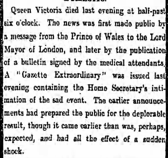 Death of Queen Victoria - 