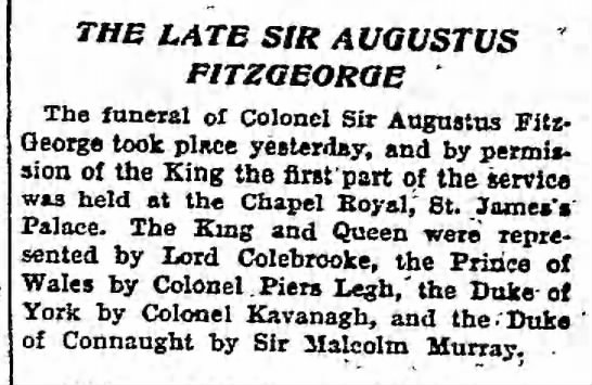 The Late Sir Augustus FitzGeorge - 