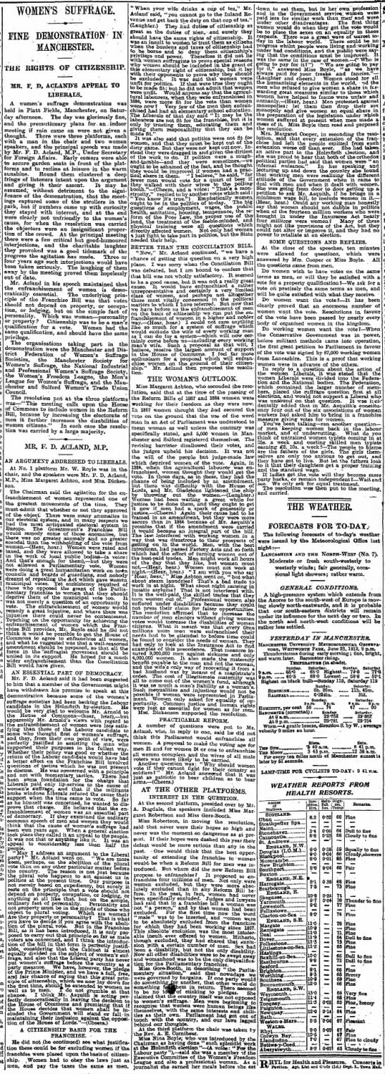 Women's Suffrage. The Guardian. (London, England) 24 June 1912, p 14 - 
