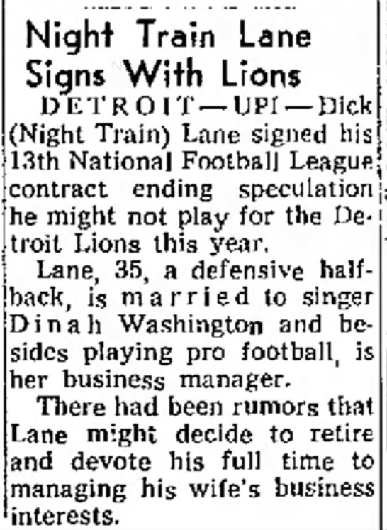 Night Train Lane Signs With Lions - 