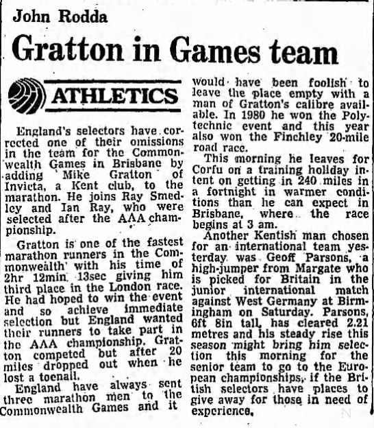1984 Commonwealth Games British marathon competitors - 