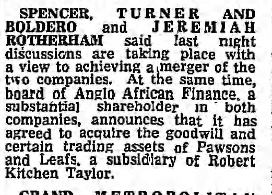 Anglo African has interests in both Spencer Turner and Boldero plus Rotherham - 