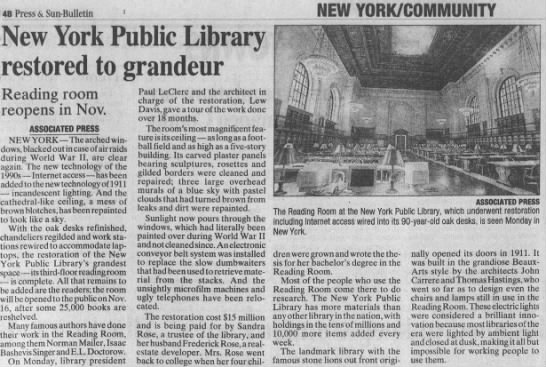 New York Public Library restored to grandeur - 