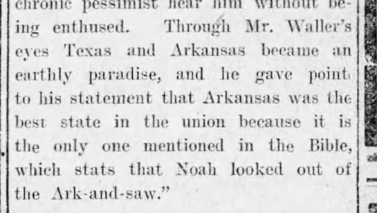 Ark-and-saw (Arkansas) in the Bible (1905). - 