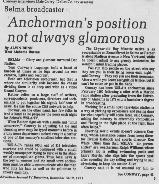 Anchorman's position not always glamorous - 