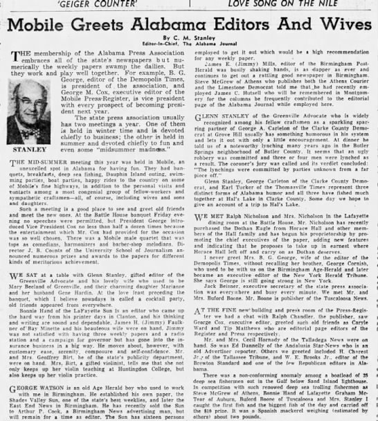 Mobile Greets Alabama Editors and Wives - 