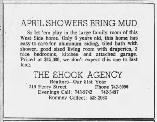"April showers bring mud" (1966). - 