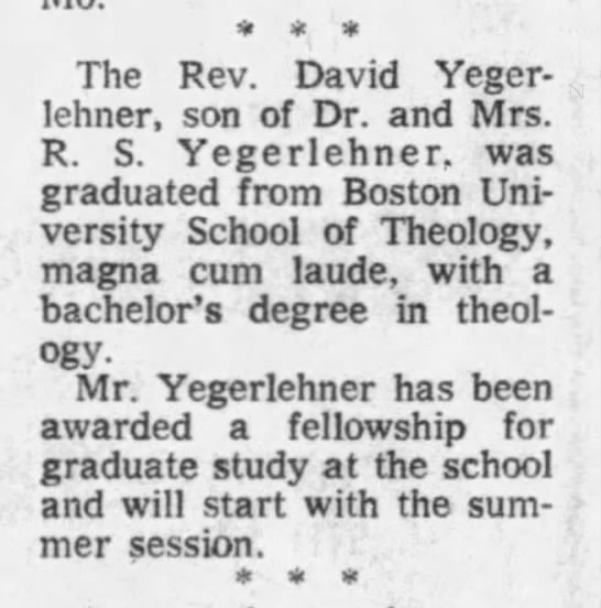 David Yegerlehner graduates B.U. - 