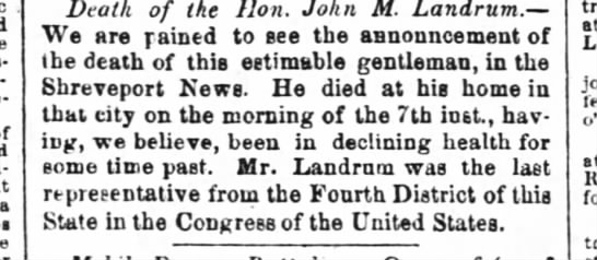 John M. Landrum Death - 