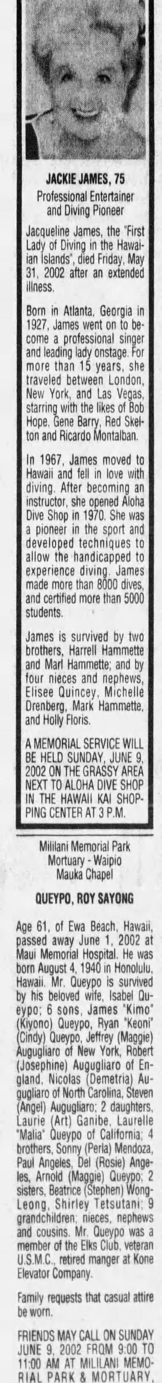 Obituary for JACKIE JAMES, 1927-2002 (Aged 61) - 