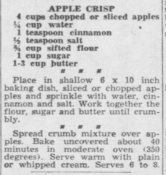 Recipe: Apple Crisp (1948) - 