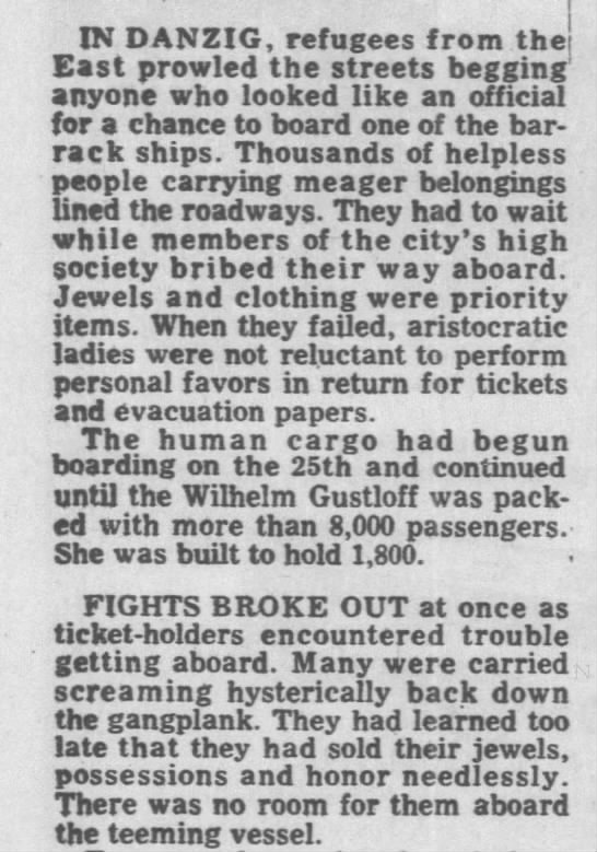 Desperate refugees try to secure passage on the Wilhelm Gustloff - 