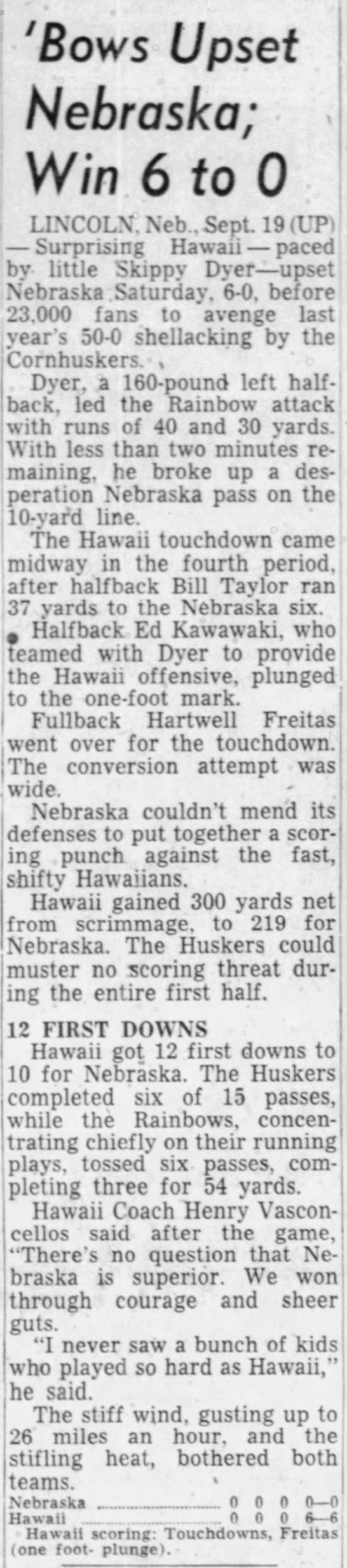 1955 Nebraska-Hawaii, United Press - 