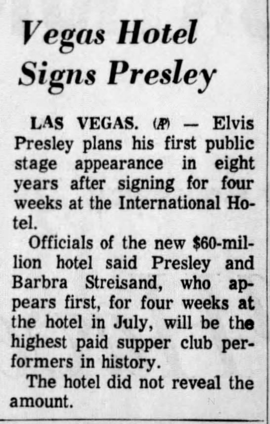 Vegas Hotel Signs Presley - 