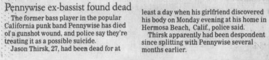 Jason Thirsk Death in 1996 - 