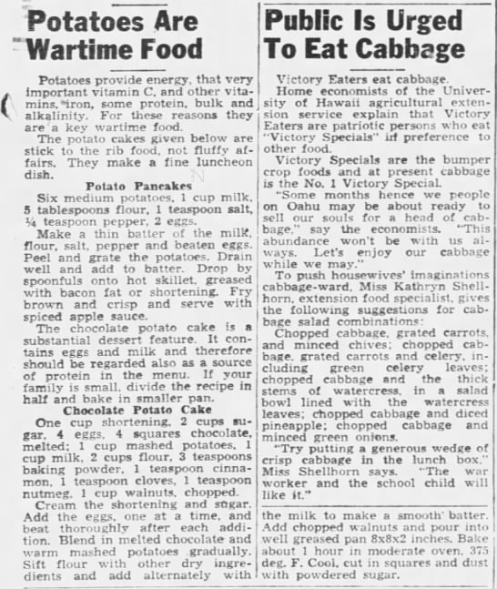 "Potatoes Are Wartime Food" (1943) - 