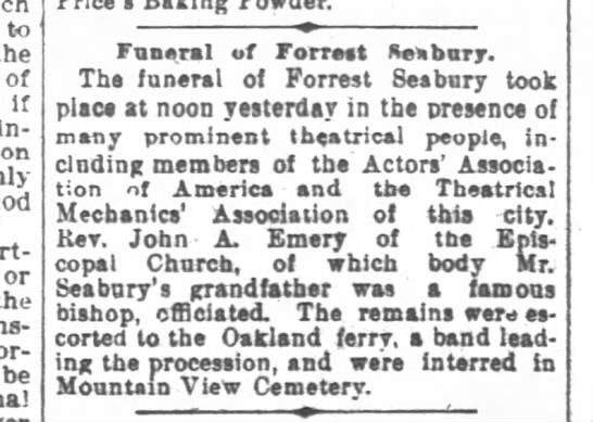 Forrest Seabury member sof Actors and Theatrical Mechanics Associations - 