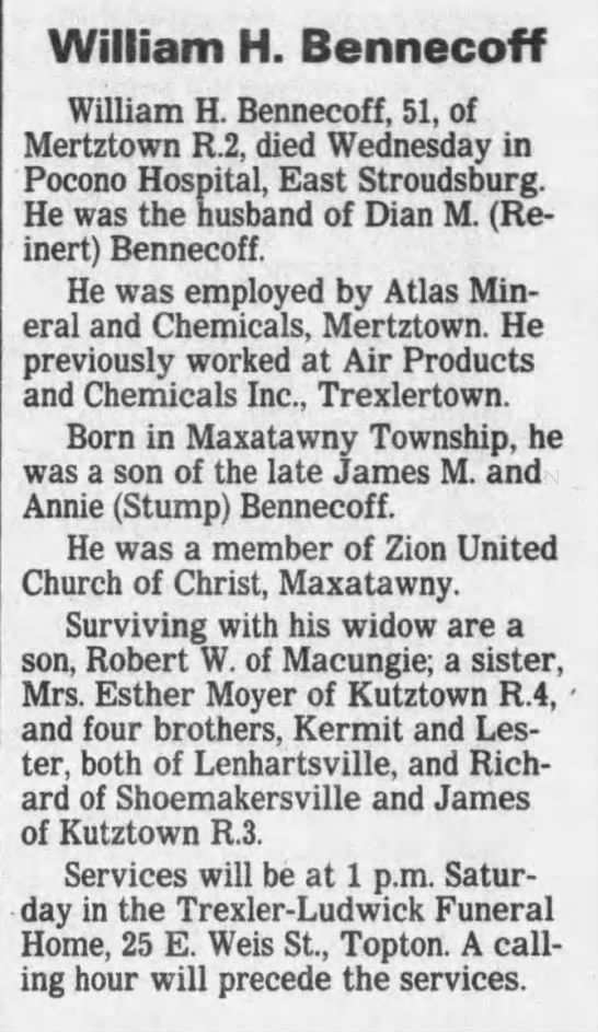 William H. Bennecoff Obituary - Newspapers.com