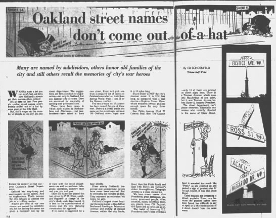 Oakland street names don't come out of a hat.. Sep 06 1953 - 