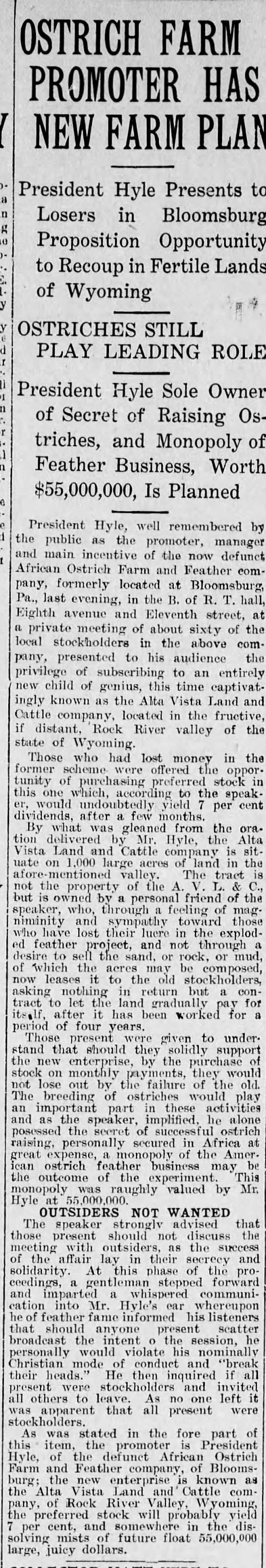 Hile (misspelled) wanted to start a venture in Wyoming? - 