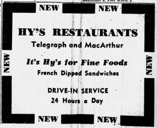Hy's Restaurant - new "It's Hy's for Fine Foods" - 