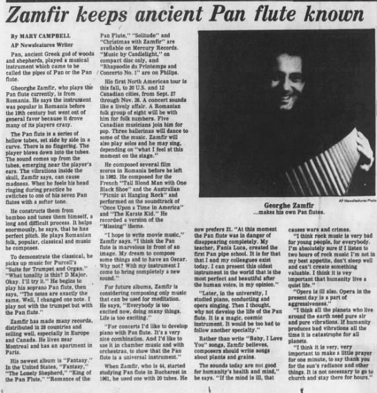 Zamfir talks the pan flute - 